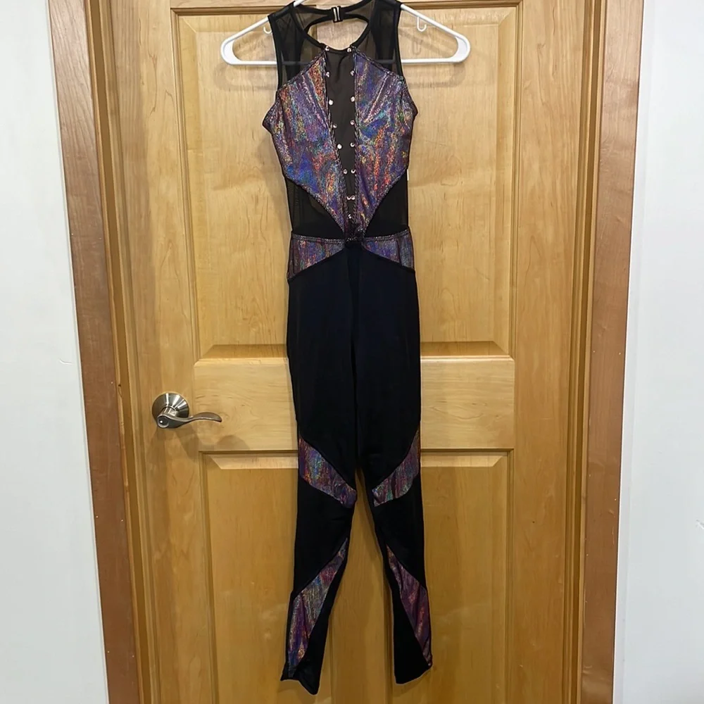 Weissman unitard black purple/pink size L